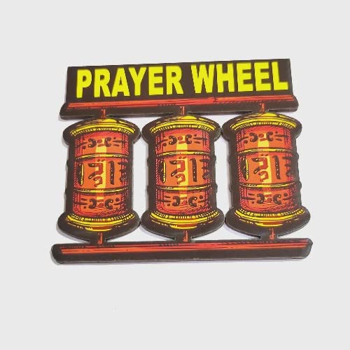 Saleshop365 Prayer Wheel Buddha Wooden Fridge Magnet Souvenir Indian