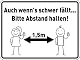 Abstandsschild aus Kunststoff PVC für Sicherheitsinformationen