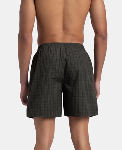 Image of Jockey 1223 Men Super Combed Mercerized Cotton Woven Checkered Boxer Shorts with Side Pocket (Pack of 2, Colors & Prints May Vary)