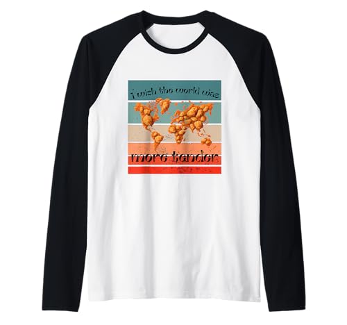 Mapa mundial tiras de pollo frito crujiente continentes Camiseta Manga Raglan ⭐