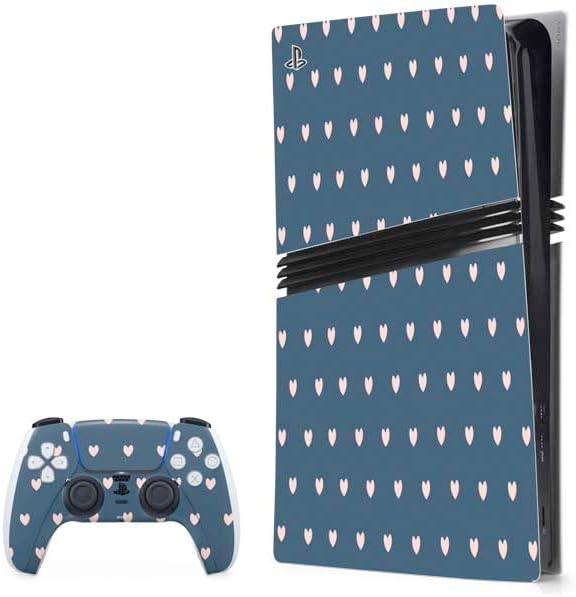 Skinit Decal Gaming Skin Compatible with PS5 Pro Bundle - Blue and Pink Hearts Design