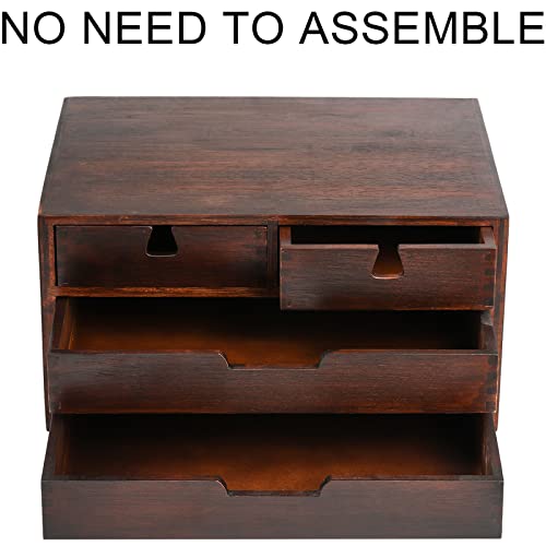 Deayou DE-DESKORGANIZERBAMBOO-WALC-3L4D Bamboo Desk Organizer, Bamboo Storage Cabinet Box With 4 Drawer thumb #5