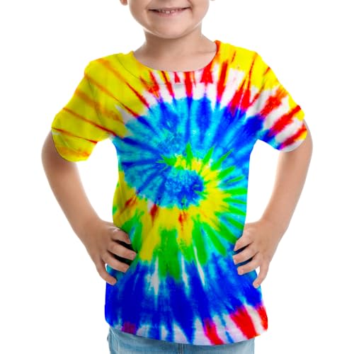 Image of Big Kids Tie Dye Shirt for Boys Girls Short Sleeve Hippie Tshirt Senior Tee