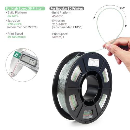 Image of iSANMATE Rapid Gradient Clear PETG Filament 1.75mm, Transparent Gillter 3D Printer Filament Bundle, Vivid Clear Rainbow PETG, Dimensional Accuracy ±0.02mm,250g*4