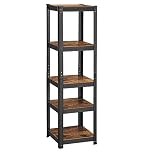 SONGMICS Shelving Unit, 37 x 37 x 150 cm, 400 kg Load Capacity (80 kg per Shelf), Industrial, Adjustable Storage Shelves, for Living Room, Kitchen, Garage, Rustic Brown and Black GLR037B01