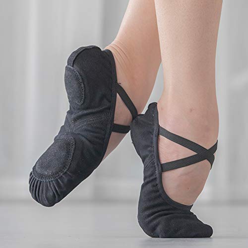 HROYL Ballet Shoes for Toddler Girls/Kids Split-Sole Ballet Dance Shoes,Elastic Fabric,Ballet-TLB4