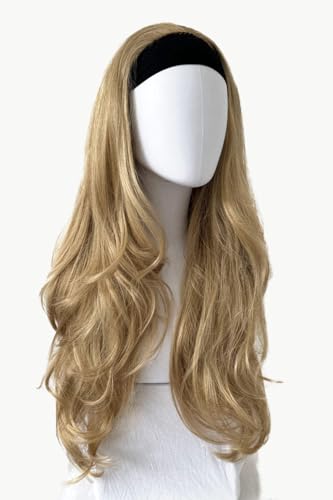 Demi-perruque blonde Suki #24H613 aux boucles souples perruque 3/4