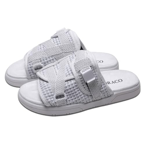 Image of Draco DracoSlides Reflective Slides for Men and Women, Wrapped in Reflective 3M with Adjustable Straps for Wide /Narrow Feet, Sandals with Arch Support & Slip Resistant, Men & Women Footwear, Black