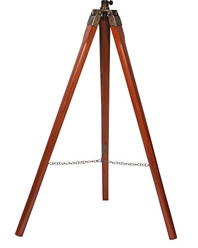 Image of Homesake Tripod Floor Lamp with Shade Wooden, Brass Finish Industrial Nautical Marine Decorative Lamp (Beige)