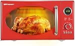 Emerson MWRG0901RD 0.9 Cu. Ft. Rétro micro-ondes avec 1,000W Fonction du gril, 800W Puissance de cuisson, LED Affichage, 5 Niveaux de puissance, 8 Menus automatiques, Table tournante en verre, Serrure enfant, Design de comptoir rouge