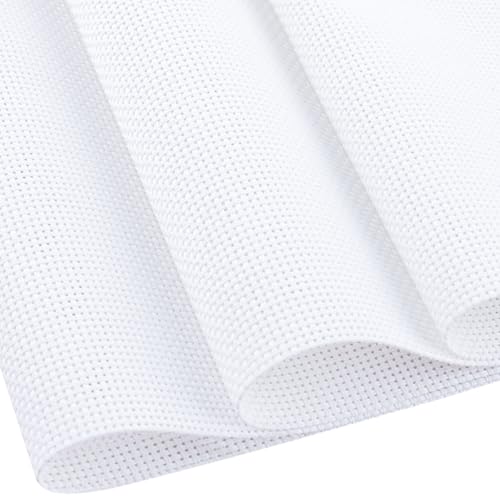 Image of Cross Stitch Fabric 14 Count Aida Cloth 28 x 19 Inch Large Size Classic Reserve Cross Stitch Supplies Embroidery Fabric for Home DIY Craft Decoration Handmade, White
