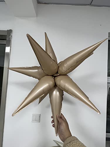 Image of 3pcs 26inch caramel Star foil balloons.blush Explosion Star burst star balloon-Spike cone balloon for birthday party decorations,wedding,Bachelor party