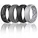 Egnaro Silicone Wedding Rings - 7 Rings Pack - Design For Men Size 8-12,Black, Silver, Deep Grey, Blue, White, Amy Camouflage, Navy Camouflage (9.5-10 (19.8mm))