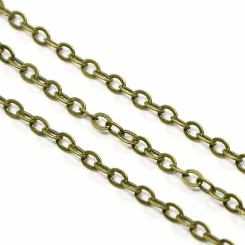 Generic - 10 m antike Bronze gelötete Messingkabel-Kreuzketten, DIY-Befunde, 3,5 x 2,5 x 0,45 mm