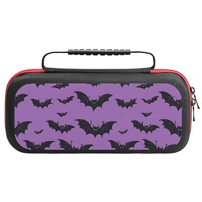 Lyngora Cool Black Bats Print Compatible with Nintendo Switch Case, Stylish Travel Carrying Cases Compatible with Switch Lite/Oled Console Case, Protective Cases for Accessories And Games