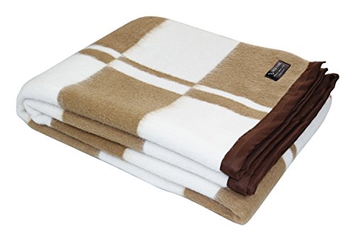 Alpaca wool blend woven blanket throw with trim checkered design …