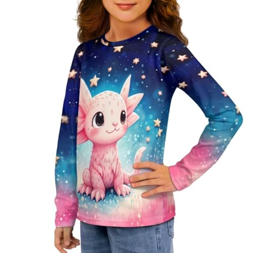 Image of Long Sleeve Shirts for Girls Winter Tops 3-16t Cartoon T Shirts for Fall Clothes