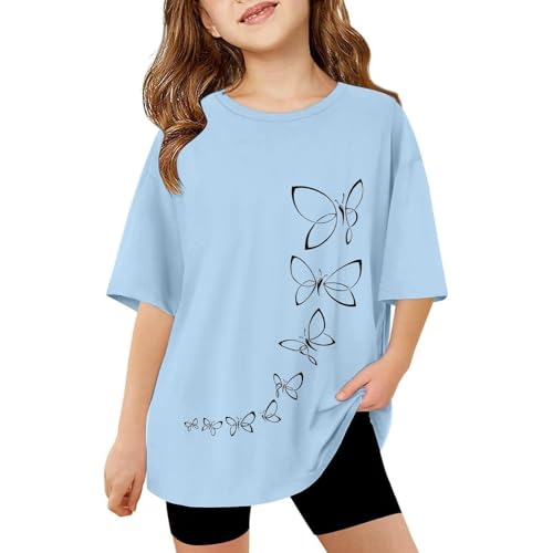 Toddler Girls Summer T-Shirt Soft Solid Color Tee, Loose Fit Short Sleeve Round Neck Casual Top | Trendy Kids Blouse