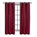 Royal Hotel Bedding Virginia Burgundy Grommet Blackout Weave Embossed Window Curtain Panels, Pair/Set of 2 Panels, 37x84 inches Each