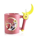 JUST FUNKY Sailor Moon Coffee Mug | 3D Molded Pink colored Ceramic Coffee Mug | Set of 1 | Anime Mug| Sailor Moon Mug |Kitchen Stuff | 13Oz Coffee Mug