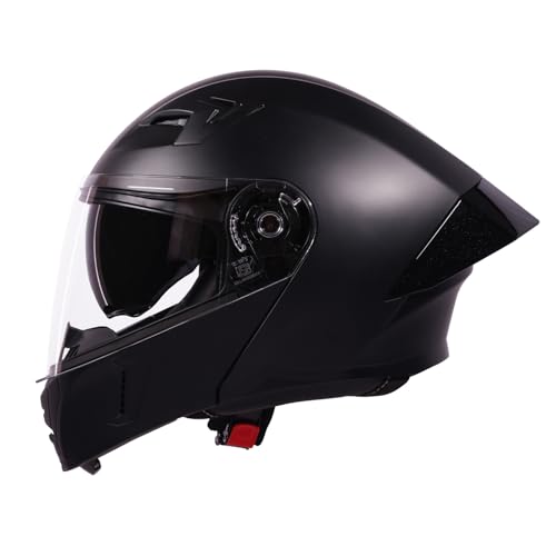 Image of Royal Enfield Stealth Modular Helmet with A Free Visor | ISI & DOT Certified | HIGH IMAPACT Grade ABS & Fiberglass | Internal Fabric- POLYGEINE | HIGH Density EPS Liner MATT Black (XL) 62CM