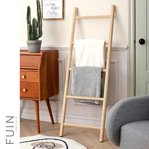 FUIN Fully Assembled Rustic Bamboo Quilt Display Holder for Living Room & Bathroom