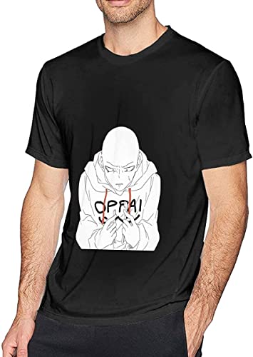 LUOTANGWI Men's Adult Cartoon One Punch Man Short Sleeve T-Shirt (Large)