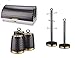 Price comparison product image Stylish Retro Bronze & Black Empire Tower Roll Top Bread Bin, 3 Canisters, Towel Pole & Mug Tree
