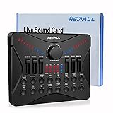 Audio Interface with DJ Mixer and Sound Card, Remall Podcast Equipment Bundle Audio Mixer Live Streaming Recording Game Broadcast PC smartphone