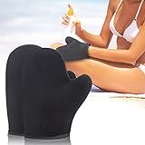 Noverlife 2 Pcs Autobronceado mitones del aplicador de Negro, la cara y el cuerpo sin sol Tanner, del lado del doble acolchado de microfibra Guantes de oro para impecable, lavable