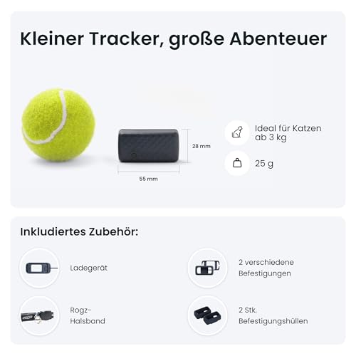 Tractive Mini Smarter Katzen GPS Tracker | Bundle mit Gummihalterung | Marktführer GPS Tracker Katze | Live-Ortung | Revier & Positionsverlauf | Sicherheitshalsband inkludiert (Dunkelblau)