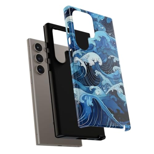 Coque rigide Samsung S24 Ultra vagues de l'océan dessinées main - 4
