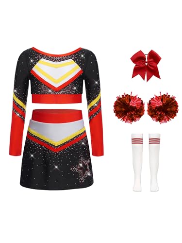Costume de cheerleading rouge pour filles de 13 à 14 ans TiaoBug