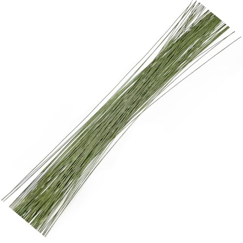 TEAONE Floral Flower Stem Wire, 100 PCS Green Floral Wire for Artificial Flowers, Wreath, Bouquet (0.6 x 30cm)