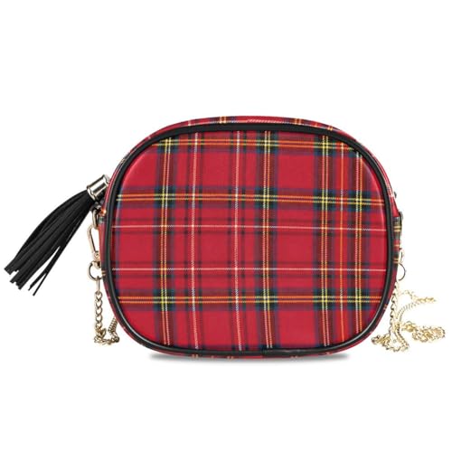Image of ALAZA Tartan Background Plaid Crossbody Bag with Adjustable Metal Chain Strap for Women Girl