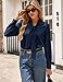 Kate Kasin Women's Bow Tie Neck Blouses, Work Office Professional Blouses Tops, Long Sleeve Business Casual Shirts Navy
