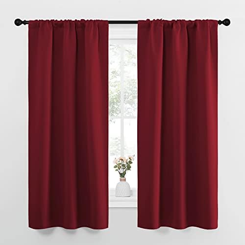 NICETOWN Burgundy Curtains Blackout Drape Panels - Lights Block Out Window Treatment Short Curtain Sets for Loft and Basement Decoration (Set of 2, 34 by 63-Inch)