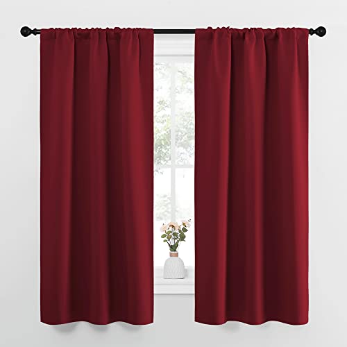 Nicetown Burgundy Curtains Blackout Drape Panels - Lights Block Out Window Treatment Short Curtain Sets For Loft And Basement Decoration (Set Of 2, 34 By 63-Inch) #TOP2