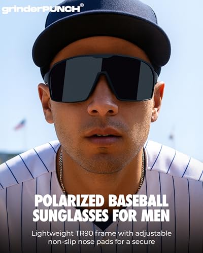 grinderPUNCH Polarisierte Sport-Sonnenbrille für Herren und Damen, leichte Sonnenbrille mit UV-Schutz für Schnee, Wandern, Radfahren, Laufen und Angeln (Schwarz)