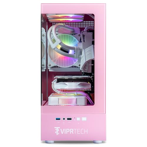 Image of ViprTech Stryker 3.0 Gaming PC - AMD Ryzen 7 (4.1GHz Liquid Cooled), RTX 3060 12GB, 16GB DDR4 RAM, 1TB SSD, WiFi BT, Win 11 Pro, RGB, Gaming Desktop Computer Prebuilt, Pink