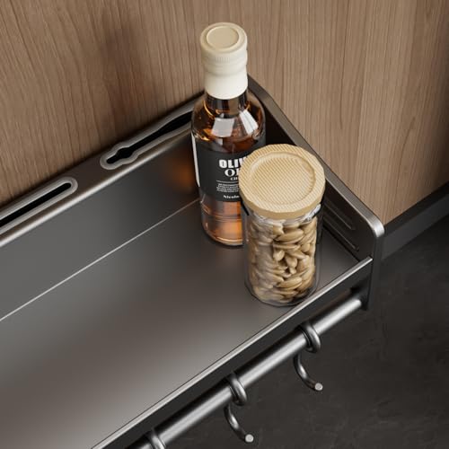 Vireldora utensil hanger, wall mounted kitchen rail with hooks, waterproof hooks for kitchen utensils, easy installation without drilling (19.7 inches, Cup, 1)