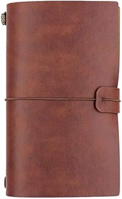 Diario de viaje de piel, diario de viaje, cuaderno de piel reemplazable y cuaderno vintage, cuaderno de viaje, 4,72 x 7,87 cm, rojo marrón | Ya disponible en tu tienda friki favorita! En mundofriki.es!