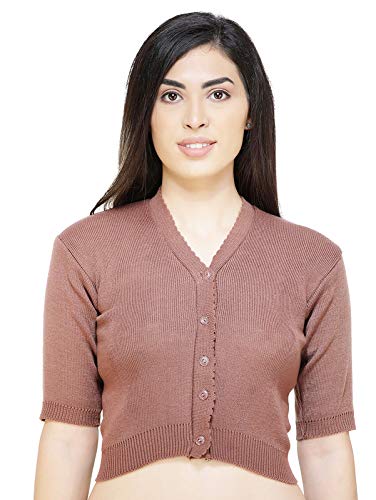 Image of Women Winter Wear V-Neck Half Sleeves Regular Fit Woollen Blouse