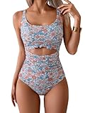 Eomenie Women's One Piece Swimsuit Tummy Control Slimming Bathing Suit Cutout Tie Knot Swimwear