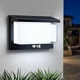 SKUTZTEK Lámpara exterior con sensor de movimiento, aplique de pared exterior impermeable IP65, aplique interior 6500K, 3 modos lámpara LED exterior con sensor de movimiento para jardín y terraza