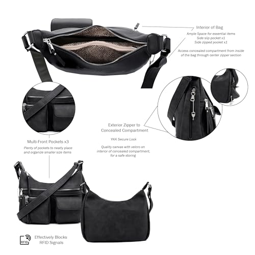 JESSIE & JAMES Large Concealed Carry Crossbody Bag For Women Gunbag Shoulder Purse With Detachable Holster4