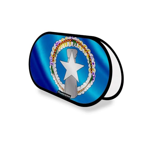 Drapeau Îles Mariannes du Nord en polyester premium pour support publicitaire ovale