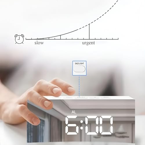 Image of Zentro Digital Alarm Clock with Large Display, Smart Night Sensor & Snooze Function, LED Desk Clock with Date Temperature Calendar, Battery Operated Bedside Table Clock (Digital LED Alarm Clock)