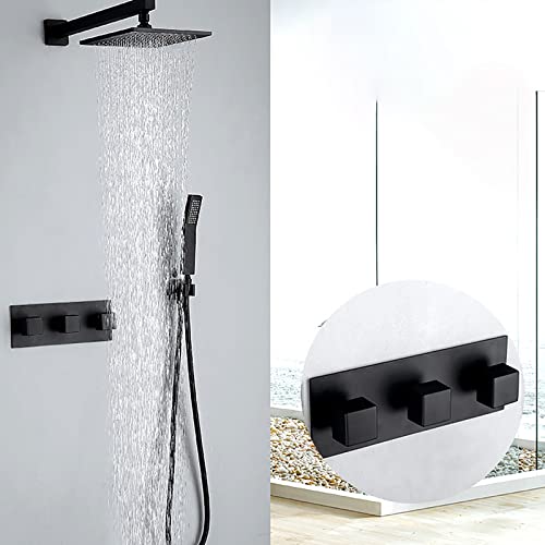 Système de Douche avec Robinet à Valve et Ensemble de Douche à Effet de Pluie Mural - 4