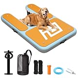 Rampe d'eau gonflable pour chien | Station d'accueil flottante gonflable pour chiens de grande taille jusqu'à 100 kg | Plateau en mousse EVA antidérapante de 12 mm | Convient aux griffes et plus de